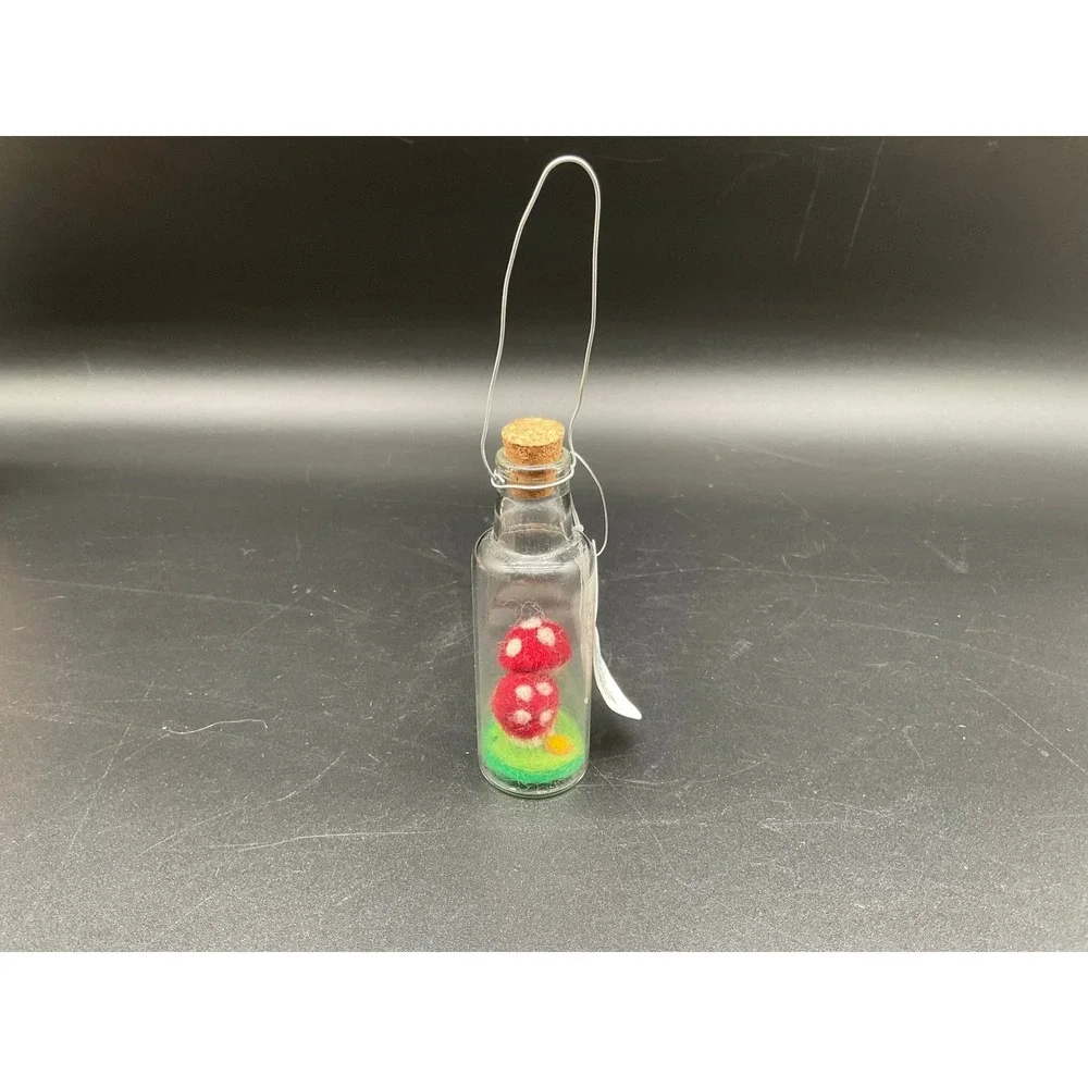 Handmade Felt Mushroom Fairy Bottle Ornament 4